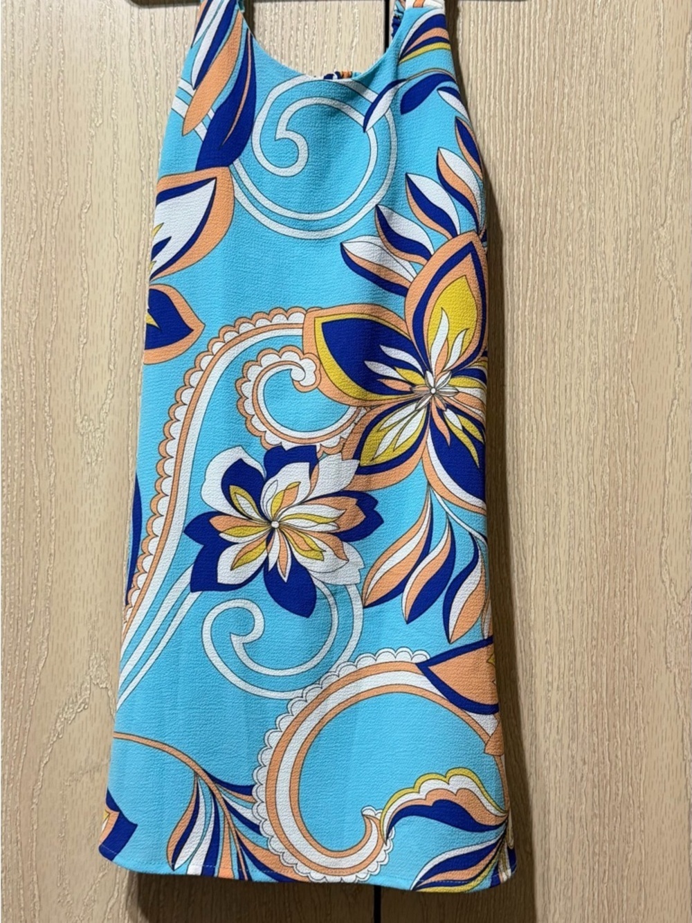Xtraordinary Turquoise Floral Halter One-Piece Dress